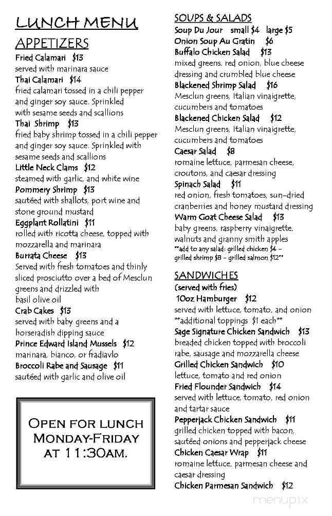 Sage Restaurant - Fair Lawn, NJ menu_pic