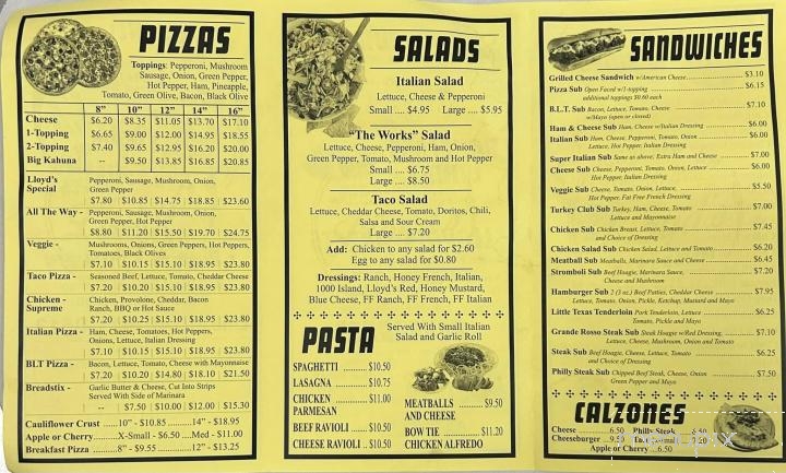 Lloyd's Pizzeria - Waverly, OH menu_pic