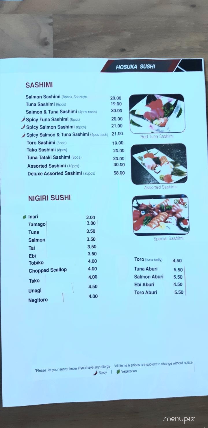 Hosuka - Shawnigan Lake, BC menu_pic