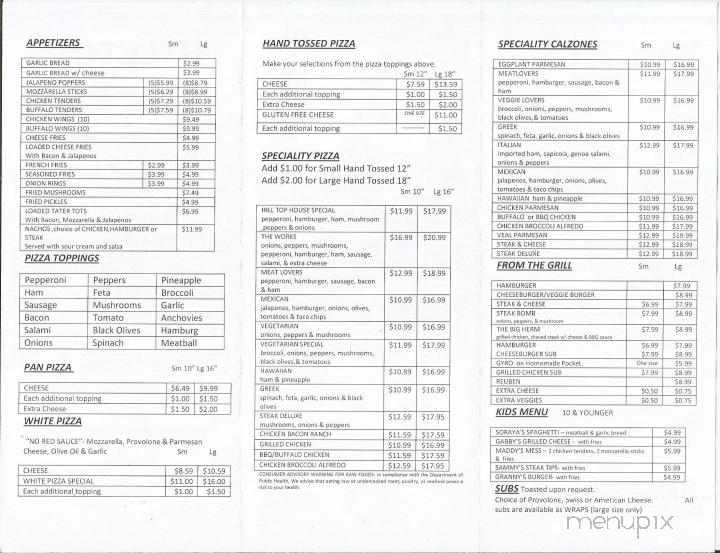 Hill Top Pizzeria - Epsom, NH menu_pic