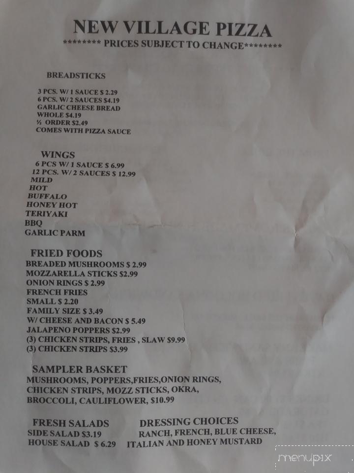 New Village Pizza - Indianapolis, IN menu_pic