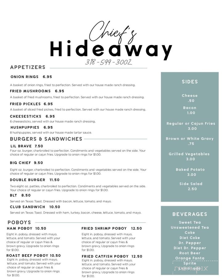 Chief's Hideaway - Calhoun, LA menu_pic