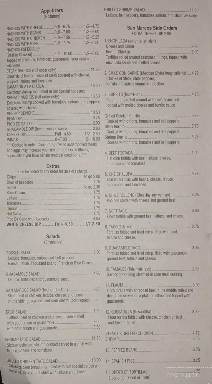 San Marcos Mexican Restaurant - Pine Mountain, GA menu_pic