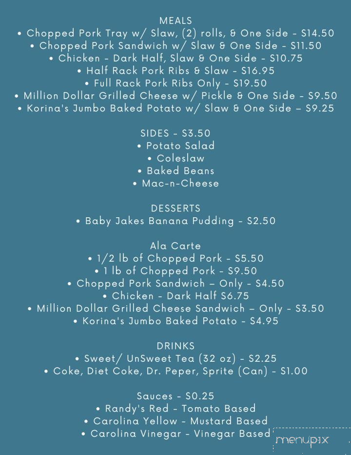 Stone House BBQ - Marietta, SC menu_pic