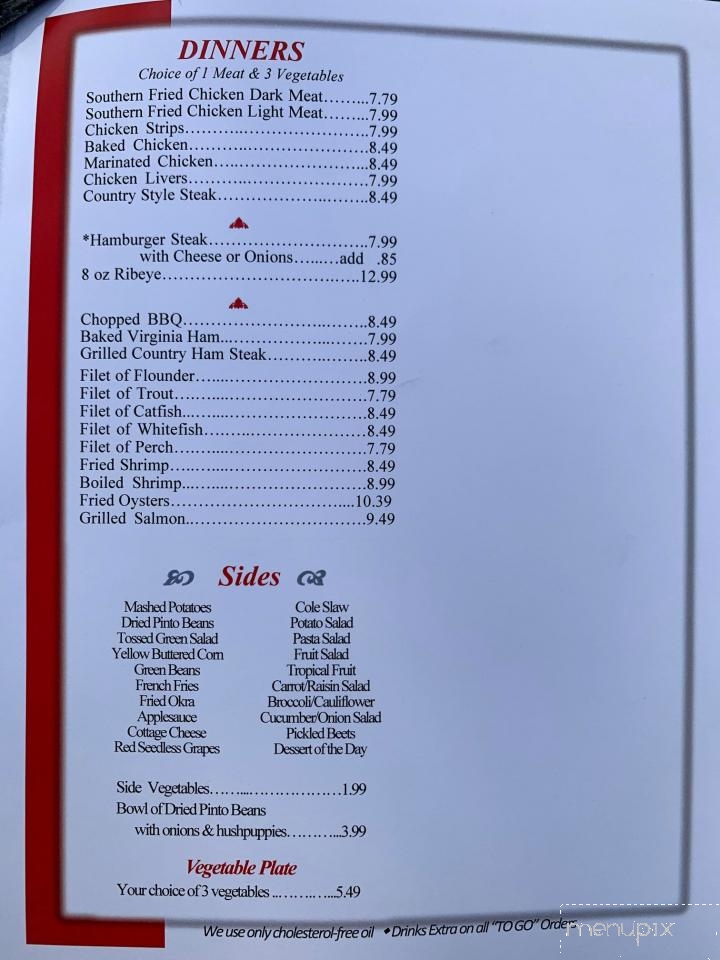 Dixie III Restaurant - Asheboro, NC menu_pic
