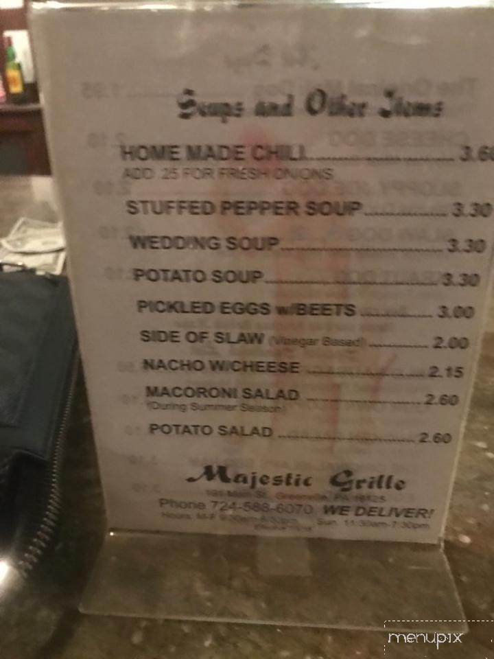 Majestic Bar & Grille - Greenville, PA menu_pic