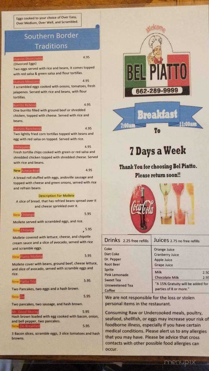 Bel Piatto - Kosciusko, MS menu_pic