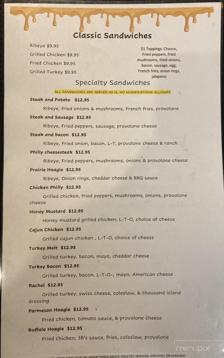 Three B's Lounge - Zelienople, PA menu_pic