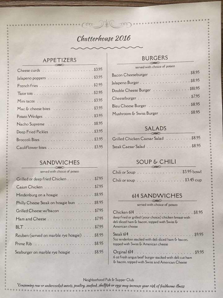 Chatterhouse - De Pere, WI menu_pic