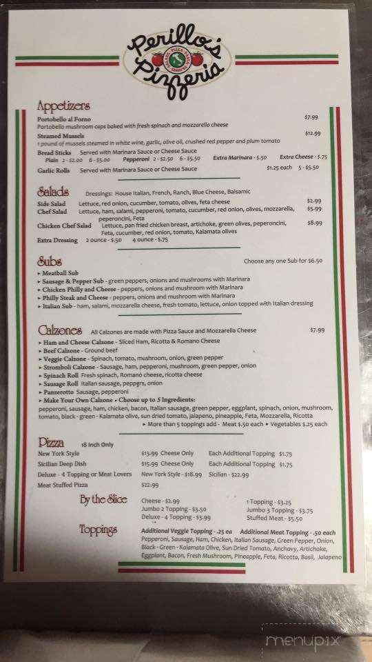 Perillo's Pizzeria - North Salem, IN menu_pic