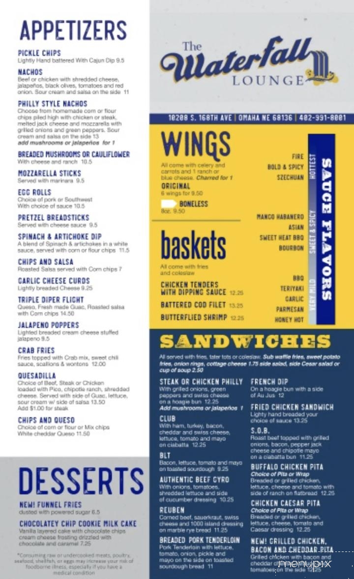 Waterfall Lounge - Omaha, NE menu_pic