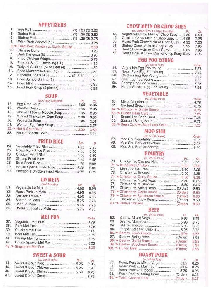 Hong Kong Wok - Hamilton, OH menu_pic