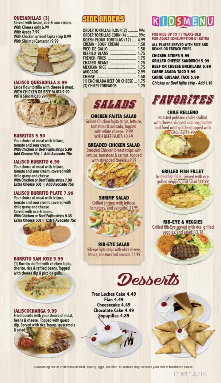 Jalisco Taqueria - Three Rivers, TX menu_pic
