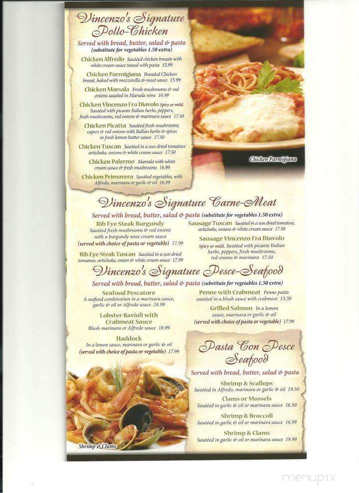 Vincenzo's Italian Cuisine - Williamsport, PA menu_pic