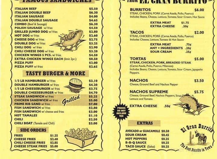 Fred & Jack's - Chicago, IL menu_pic