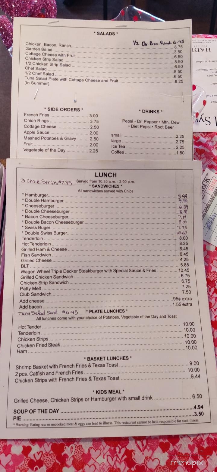 Wagon Wheel Cafe - Windsor, MO menu_pic