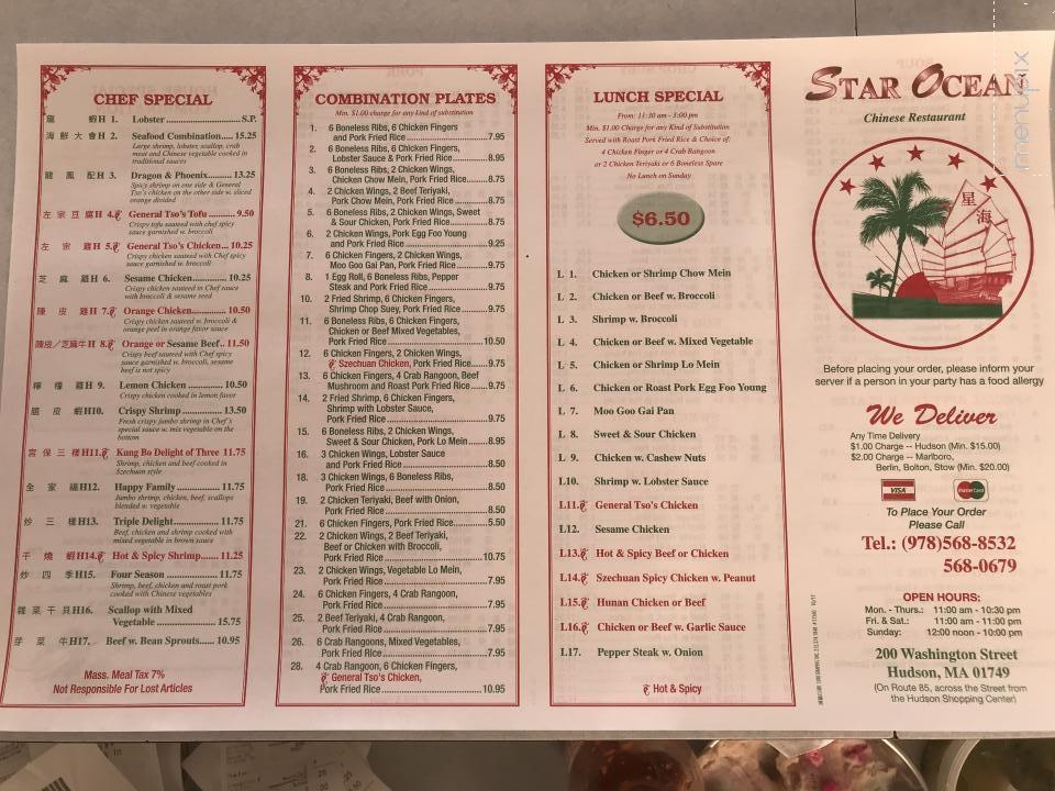 Star Ocean - Hudson, MA menu_pic