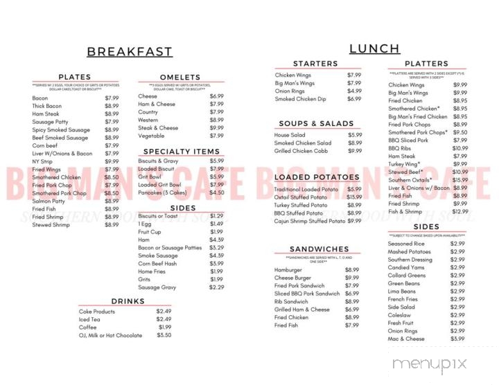 Big Man's Cafe - Ocala, FL menu_pic