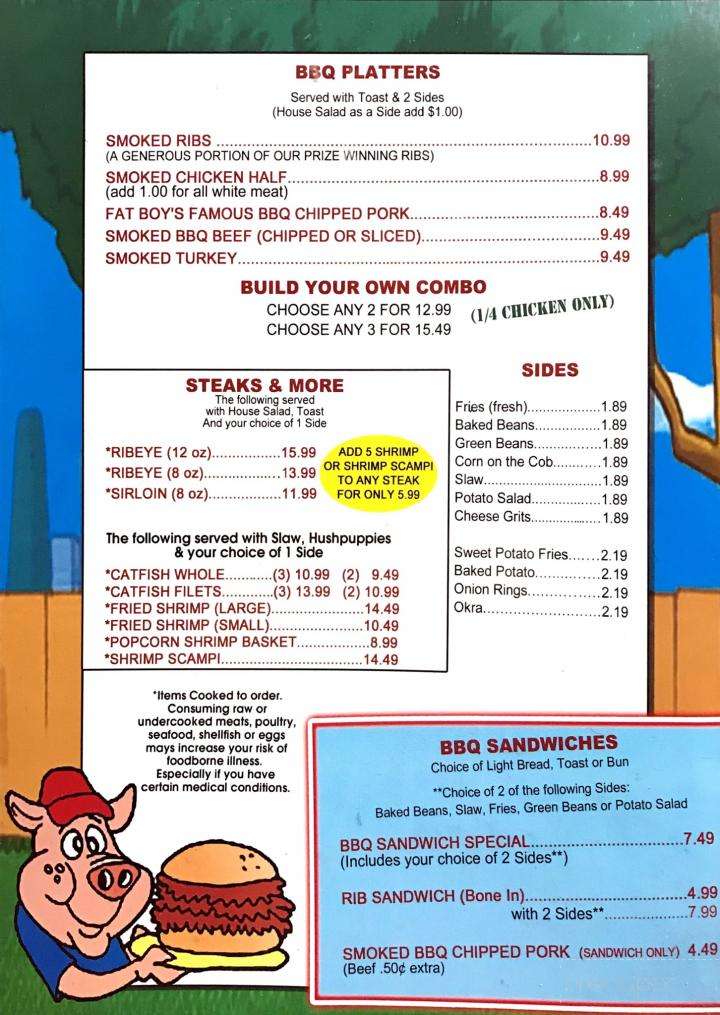 Fat Boy's Backyard BBQ & More - Sylvester, GA menu_pic