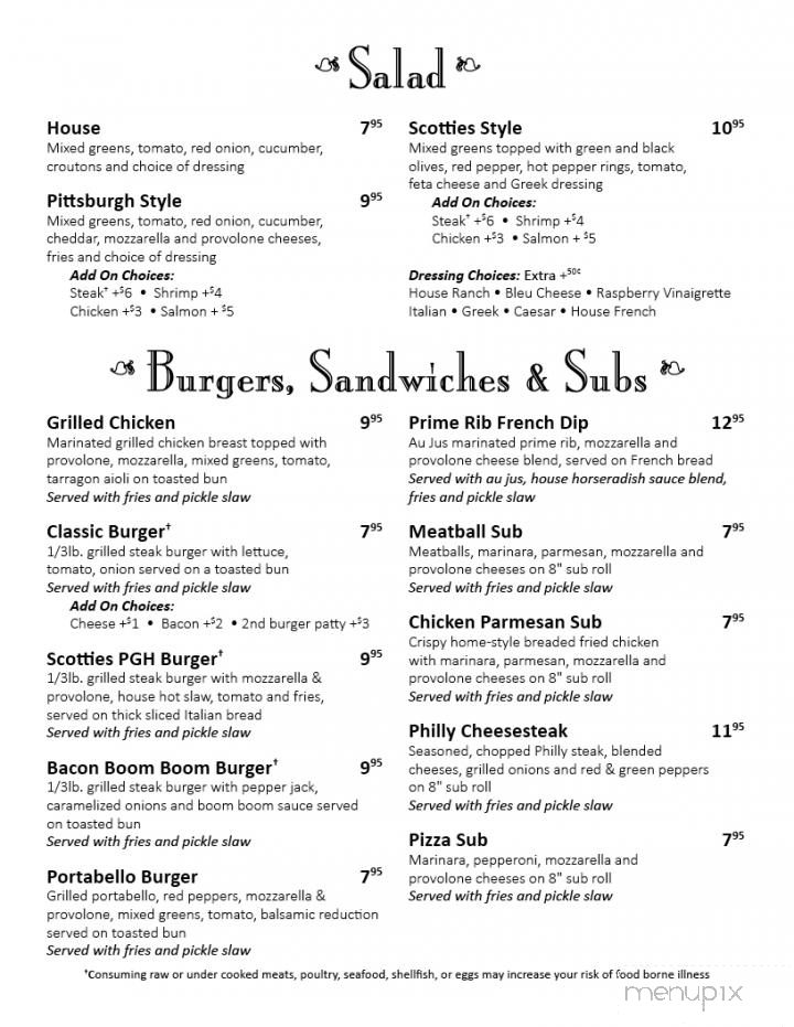 Scotties Pittsfield Inn Restaurant & Lounge - Pittsfield, PA menu_pic