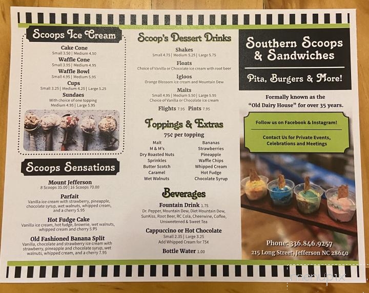Southern Scoops - Jefferson, NC menu_pic