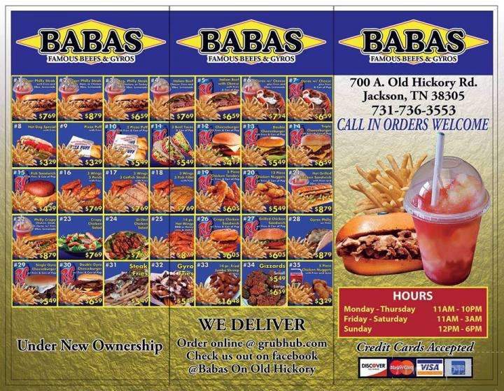 Baba's Famous Steak & Lemonade - Jackson, TN menu_pic