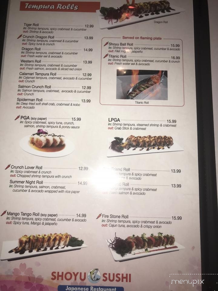 Shoyu Sushi - Bakersfield, CA menu_pic