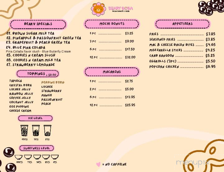 Beary Boba - Jacksonville, FL menu_pic