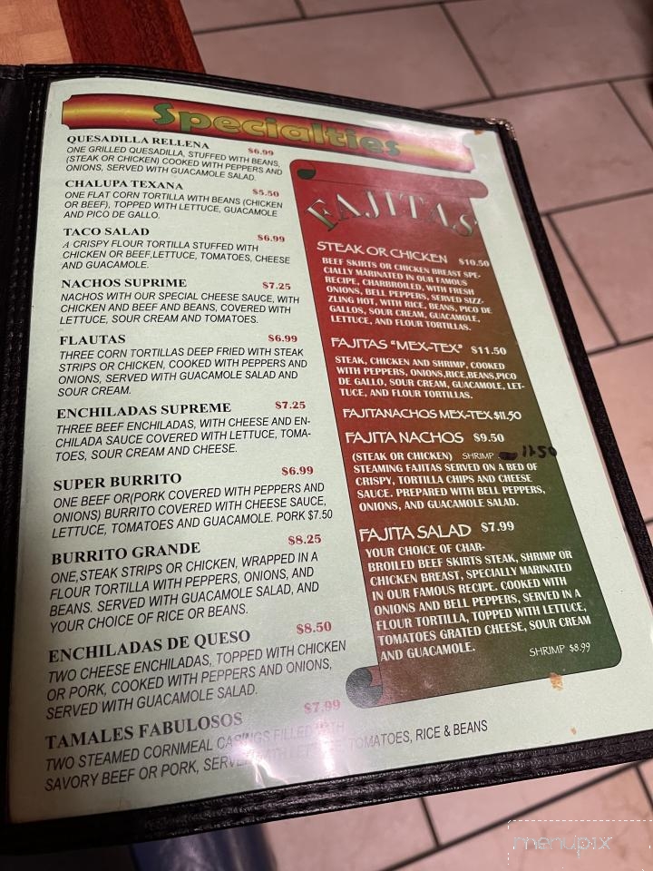 San Antonios - Fyffe, AL menu_pic