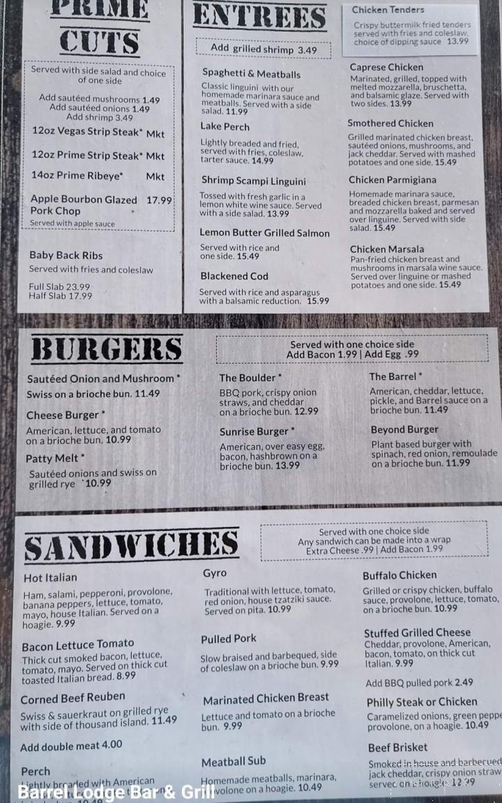 Barrel Lodge Bar & Grill - Streetsboro, OH menu_pic