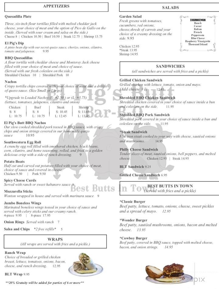 El Pig's Butt Bar-B-Q - Kewaskum, WI menu_pic
