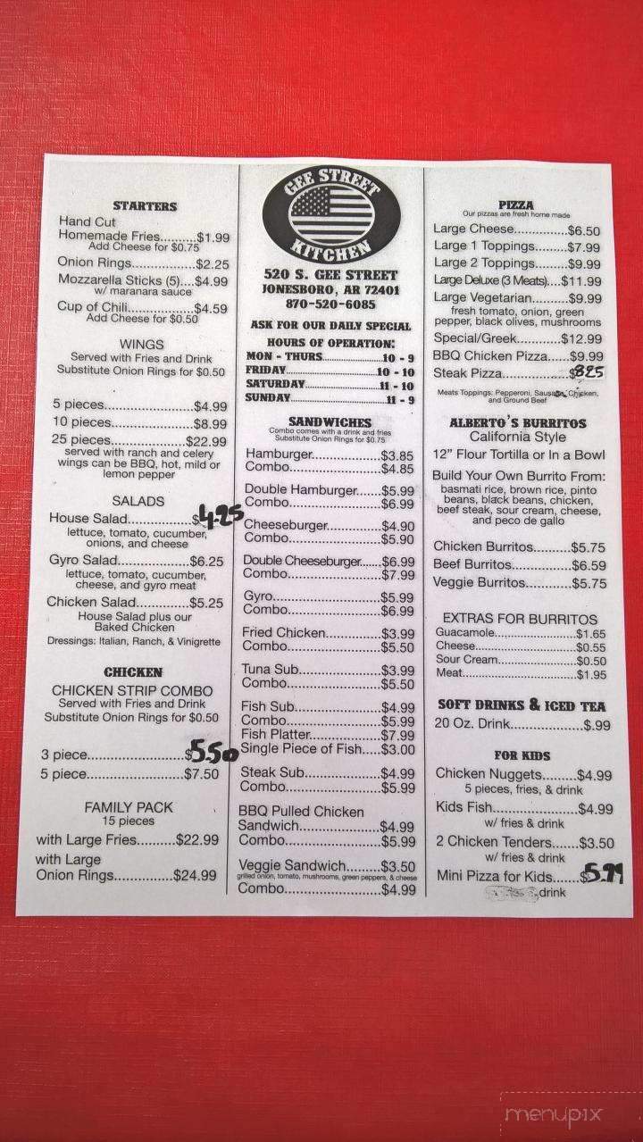 Gee Street Hot Plate - Jonesboro, AR menu_pic