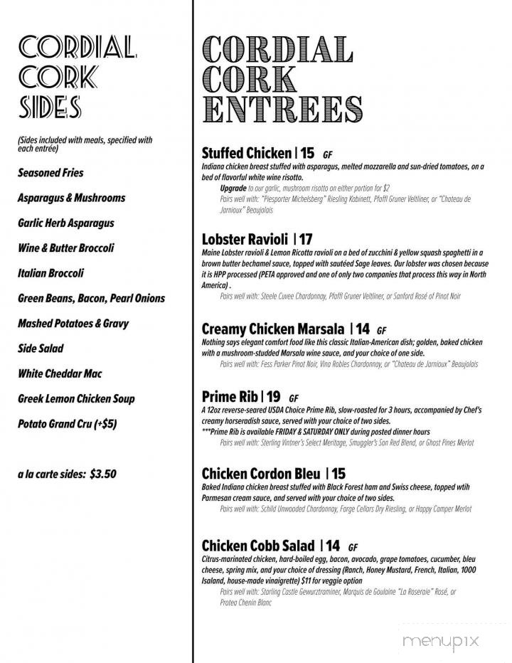 The Cordial Cork - Richmond, IN menu_pic