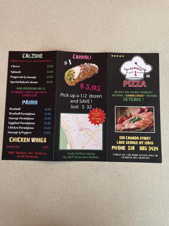 Number One Pizza - Lake George, NY menu_pic