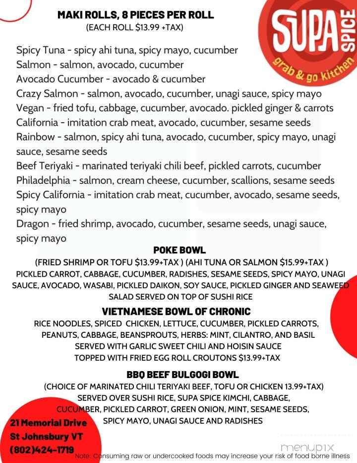 Supa Spice - St Johnsbury, VT menu_pic