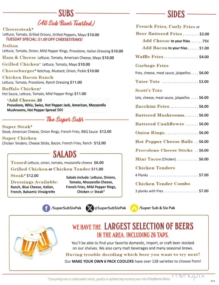 Super Sub & Six Pak - DuBois, PA menu_pic