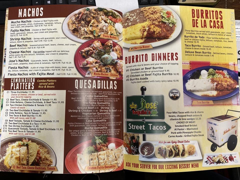 Jose Tequila's - Marshall, TX menu_pic