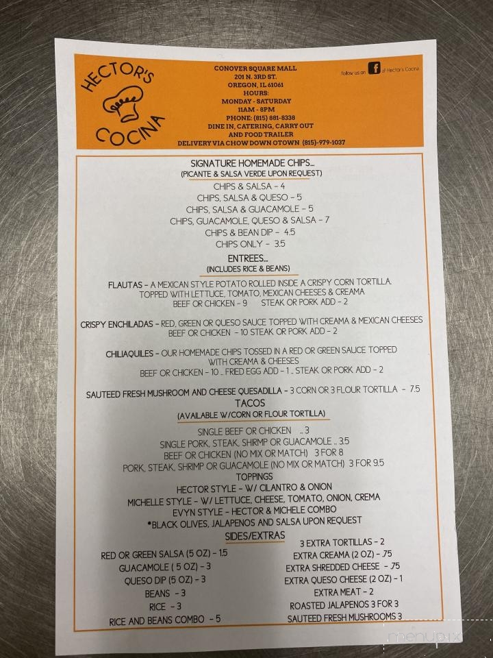 Hector's Cocina - Oregon, IL menu_pic