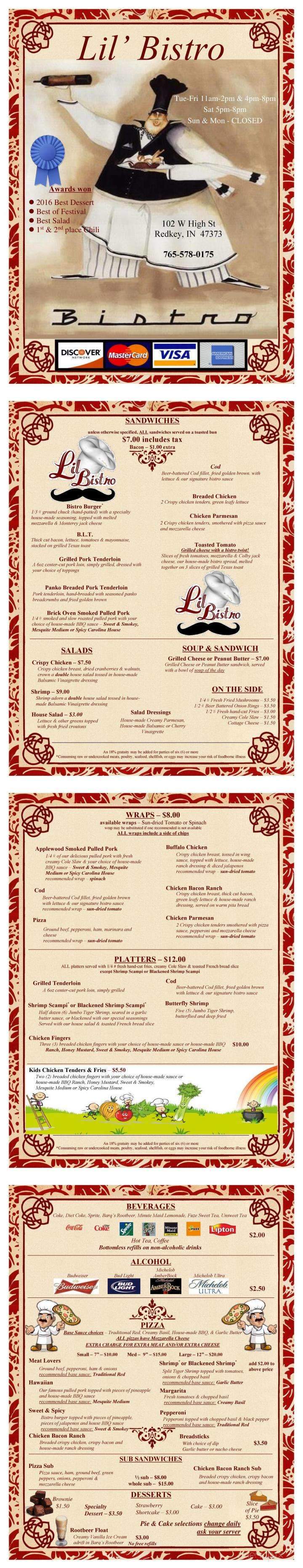 Lil Bistro - Redkey, IN menu_pic