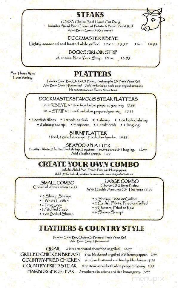 Dock Masters - Sarepta, LA menu_pic