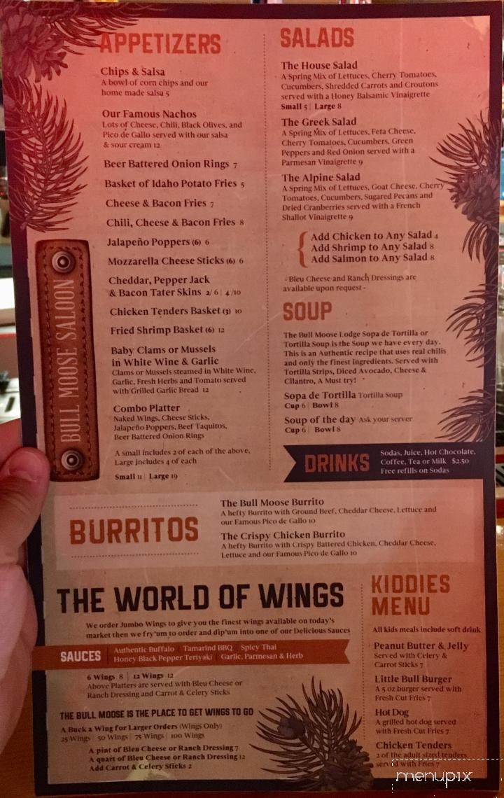 Bull Moose Saloon - Alpine, WY menu_pic