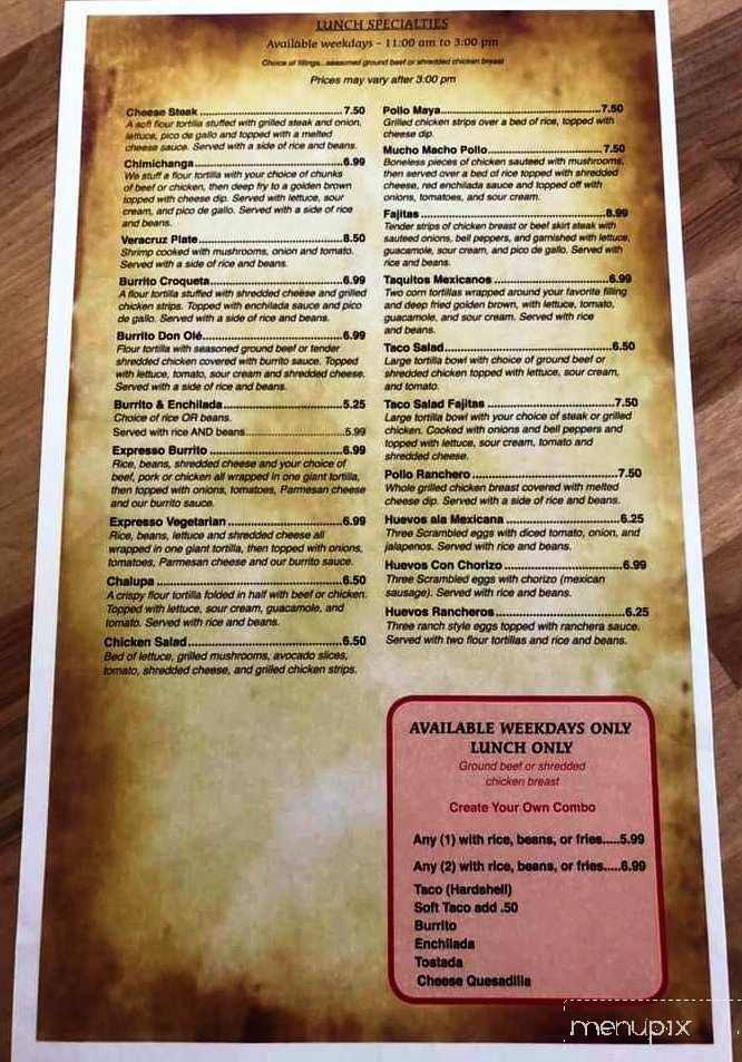 Don Ole Mexican Restaurant - Highland, IL menu_pic