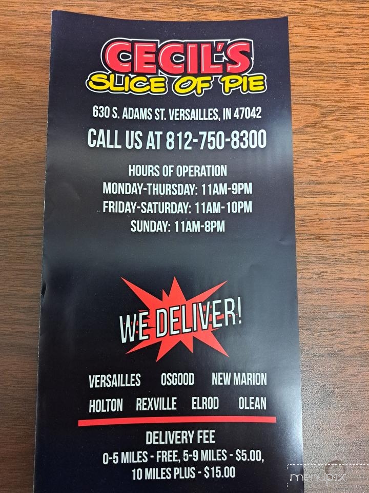 Cecil's Slice of Pie - Versailles, IN menu_pic