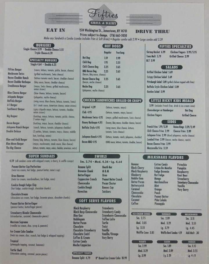 Fifties Grill & Dairy - Jamestown, NY menu_pic