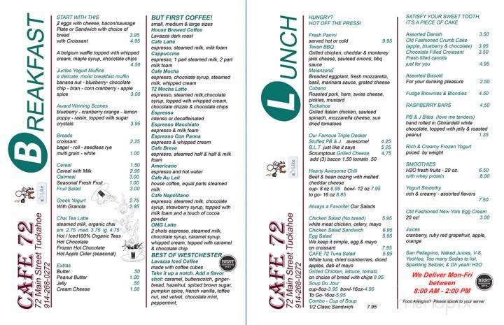 Cafe 72 - Tuckahoe, NY menu_pic