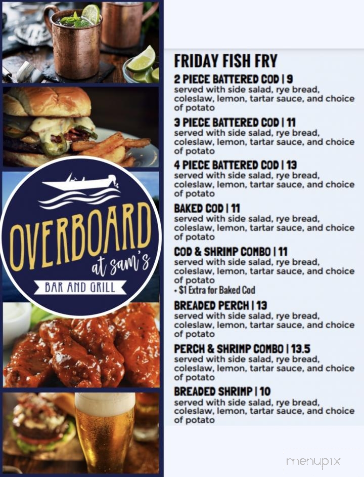 Overboard at Sam's Bar & Grill - Okauchee Lake, WI menu_pic