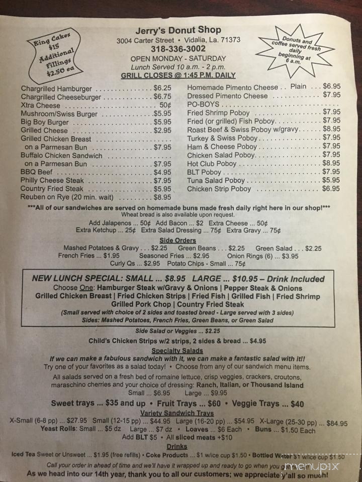Jerrys Donut Shop - Vidalia, LA menu_pic