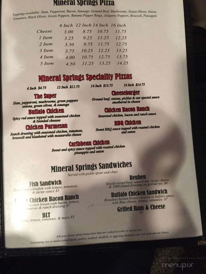 Mineral Springs Bar - Tustin, MI menu_pic