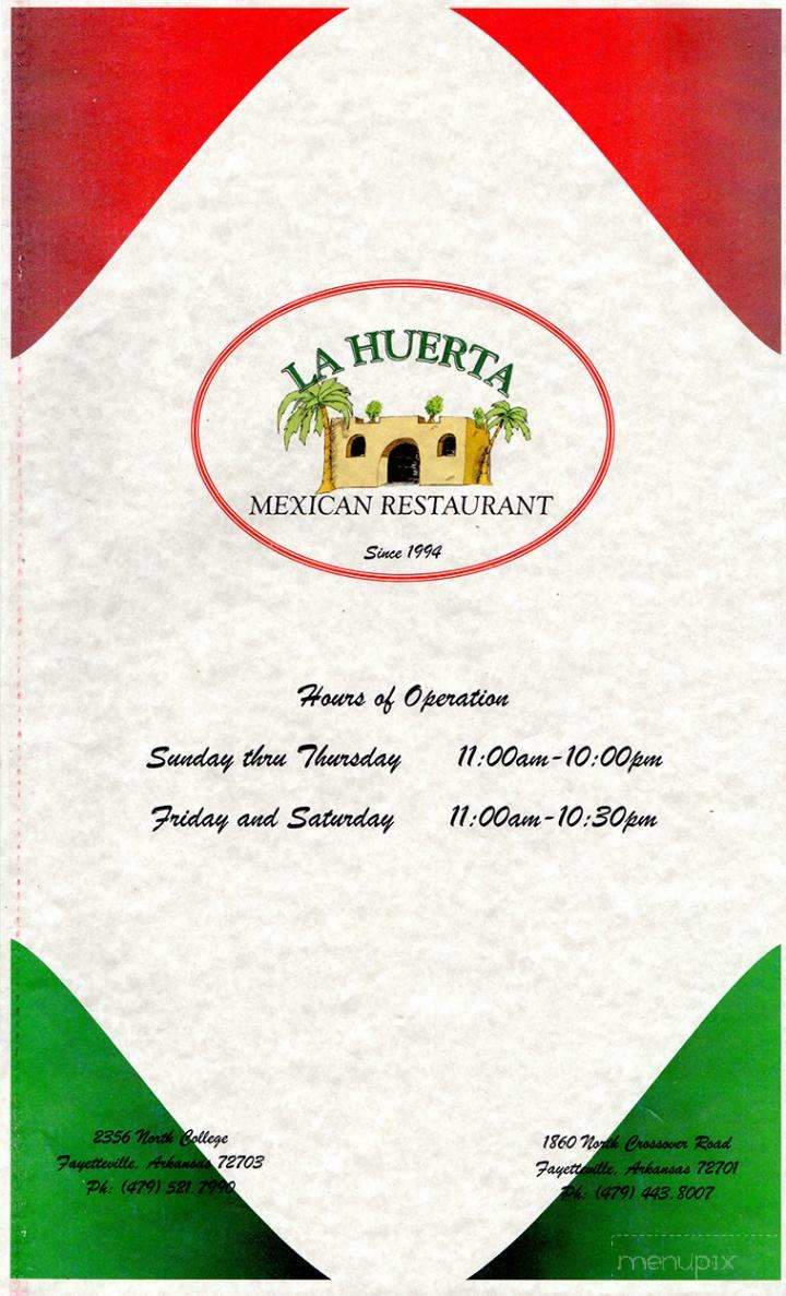 La Huerta - Fayetteville, AR menu_pic