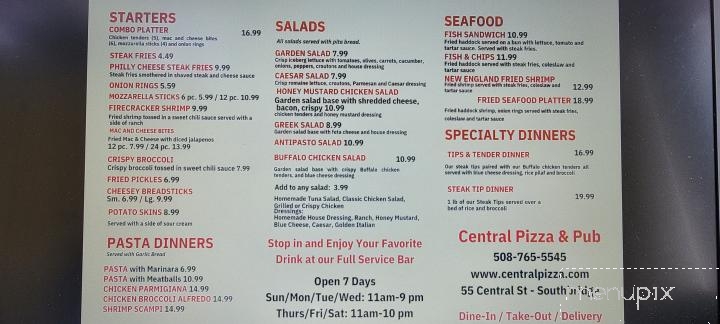 Central Pizza & Pub - Southbridge, MA menu_pic